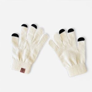 Cream Touchscreen Gloves with Black Tips